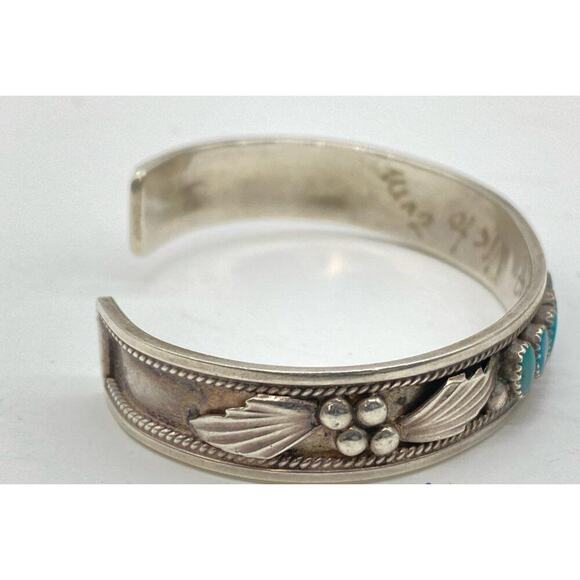 Dave & Celia Nieto Zuni Vintage Stlg Silver‎ Turquoise Cuff - Picture 3 of 7